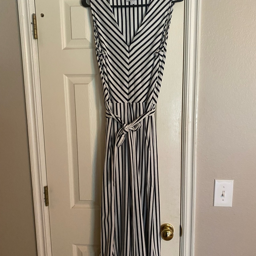 Striped Black and White Sleeveless Dress